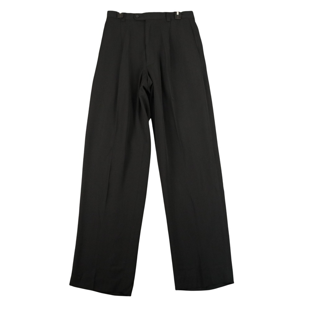 Inserch Dress Pants Men 32x34 Wide Leg Flat Front Formal Business Trousers Black
